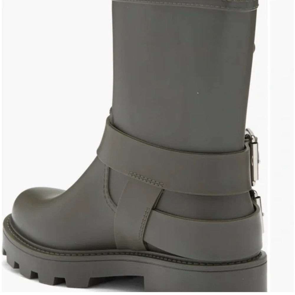 JEFFREY CAMPBELL Controller Green Matte Silver Buckle Moto Rain Boots Size 6 NEW - Picture 6 of 12